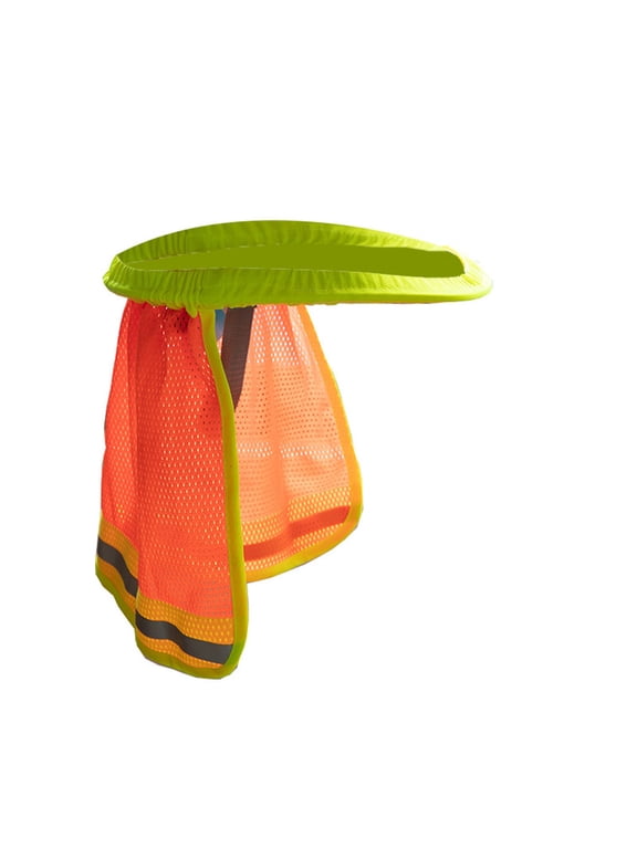 High Visibility Neck Sun Shield with Reflective Stripe, Safety Hard Hat Shade with Breathable Mesh Elastic Band for Construction, Outdoor Activities, Landscaping from UV (Orange)