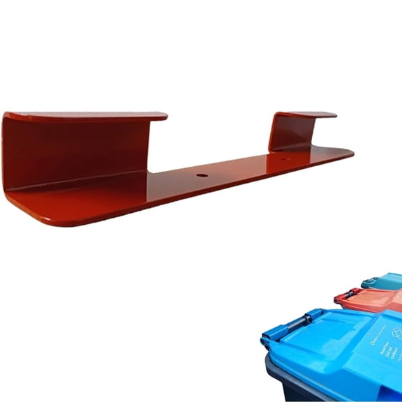 High Visibility Outdoor Trash Can Holder Steel Wheelie Bin Bracket Heavy Duty Fence Wall Mount Garbage Bin Support Secure Outdoor Waste Storage Safety Marking Red 1 Pack