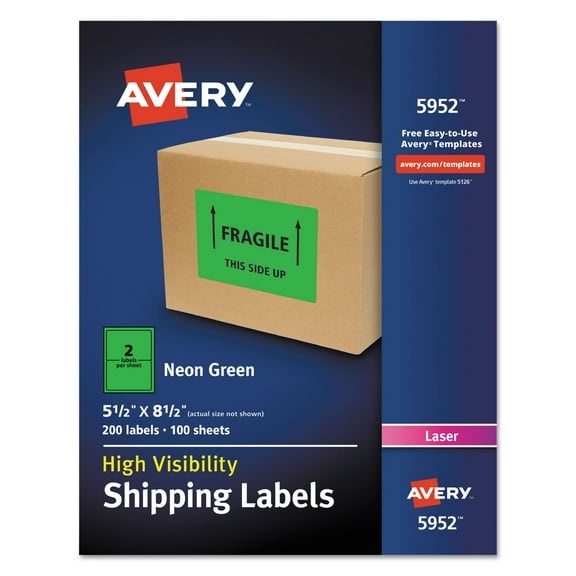 High-Visibility Permanent Laser ID Labels, 5.5 x 8.5, Neon Green, 200/Box | Bundle of 2 Boxes