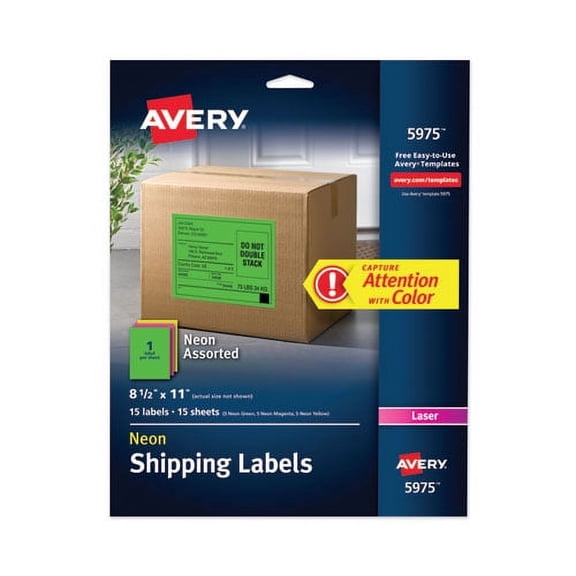 High-Visibility Permanent Laser Id Labels, 8.5 X 11, Asst. Neon, 15/pack | Bundle of 2 Packs