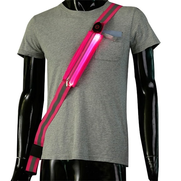 High Visibility Reflective Belt Sash with Safety Light USB Rechargeable LED Light Up Running Belt for Runner Walkers