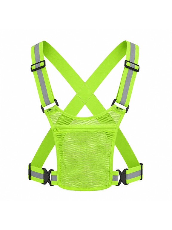 High Visibility Reflective Cycling Vest with Pocket, Breathable Mesh Safety Vest for Night Riding, Running, Walking and Outdoor Work, One Size, 1 Pack,Green