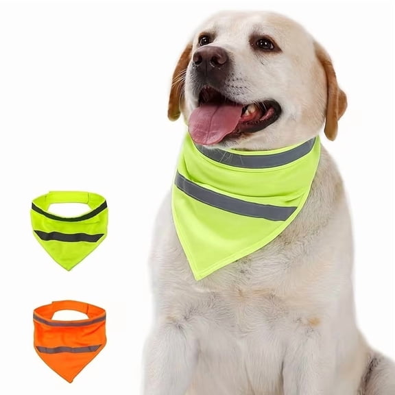 High Visibility Reflective Dog Triangle Scarf - Adjustable Pet Bandana for Nighttime Safety and Style