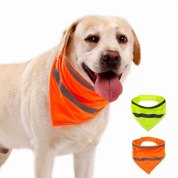 High Visibility Reflective Dog Triangle Scarf - Adjustable Pet Bandana for Nighttime Safety and Style
