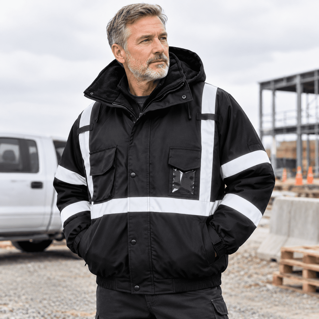 High Visibility Reflective Safety Jacket, Black-202, 3X-Large ...