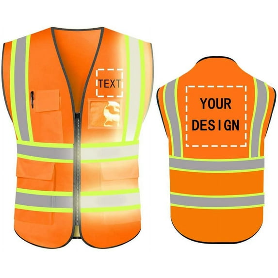 High Visibility Reflective Safety Vest Customize Logo With 5 Pockets Protective Workwear Outdoor Work Vest