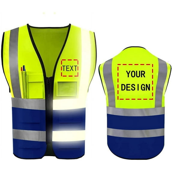 High Visibility Reflective Safety Vest Customize Logo With 5 Pockets Protective Workwear Outdoor Work Vest