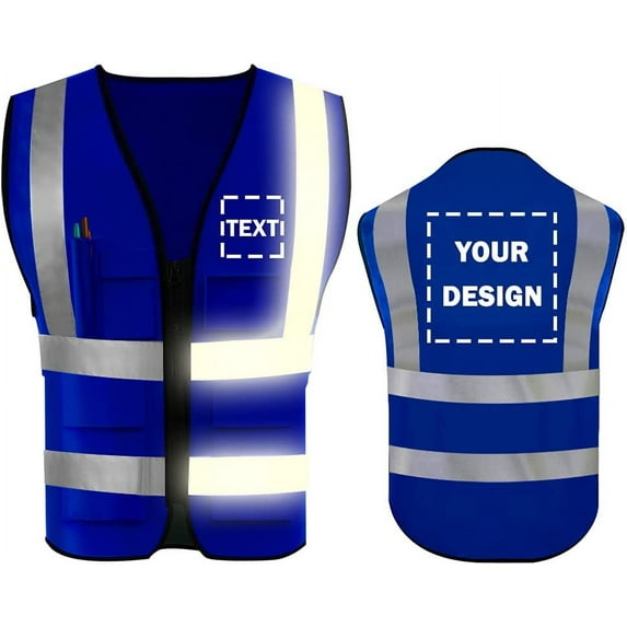 High Visibility Reflective Safety Vest Customize Logo With 5 Pockets Protective Workwear Outdoor Work Vest