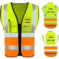 thumbnail image 1 of High Visibility Reflective Safety Vest Customize Logo With 5 Pockets Protective Workwear Outdoor Work Vest, 1 of 13