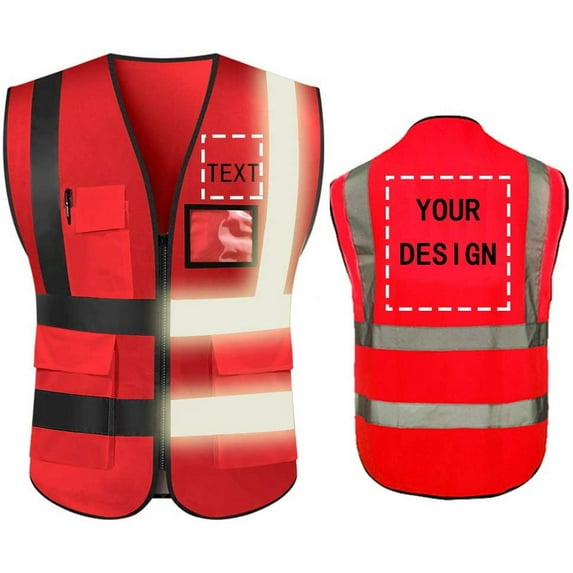 High Visibility Reflective Safety Vest Customize Logo With 5 Pockets Protective Workwear Outdoor Work Vest