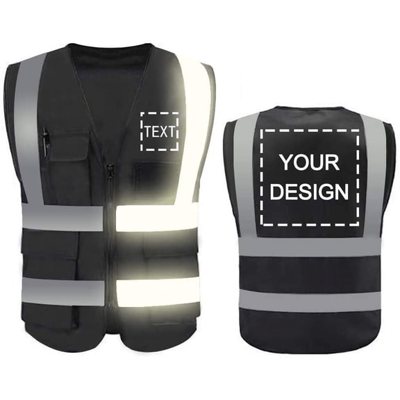 High Visibility Reflective Safety Vest Customize Logo With 5 Pockets Protective Workwear Outdoor Work Vest