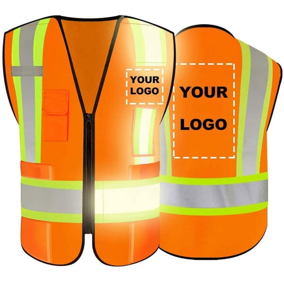 High Visibility Reflective Safety Vest Customize Logo With 5 Pockets Protective Workwear Outdoor Work Vest