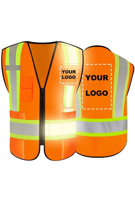 High Visibility Reflective Safety Vest Customize Logo With 5 Pockets Protective Workwear Outdoor Work Vest