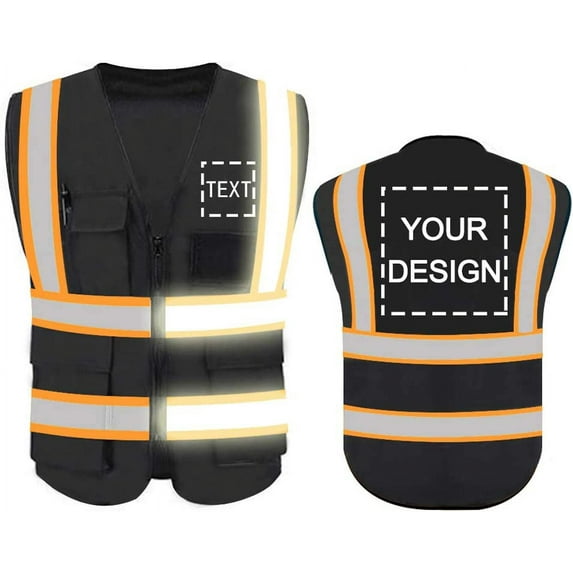 High Visibility Reflective Safety Vest Customize Logo With 5 Pockets Protective Workwear Outdoor Work Vest