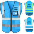 thumbnail image 1 of High Visibility Reflective Safety Vest Customize Logo With 5 Pockets Protective Workwear Outdoor Work Vest, 1 of 13