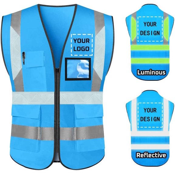 High Visibility Reflective Safety Vest Customize Logo With 5 Pockets Protective Workwear Outdoor Work Vest
