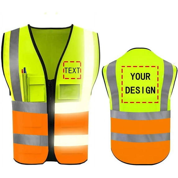 High Visibility Reflective Safety Vest Customize Logo With 5 Pockets Protective Workwear Outdoor Work Vest