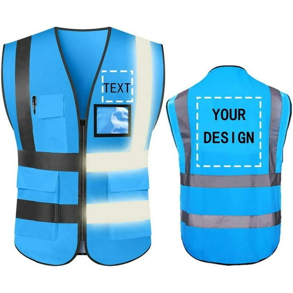 High Visibility Reflective Safety Vest Customize Logo With 5 Pockets Protective Workwear Outdoor Work Vest