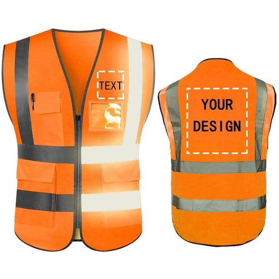 High Visibility Reflective Safety Vest Customize Logo With 5 Pockets Protective Workwear Outdoor Work Vest