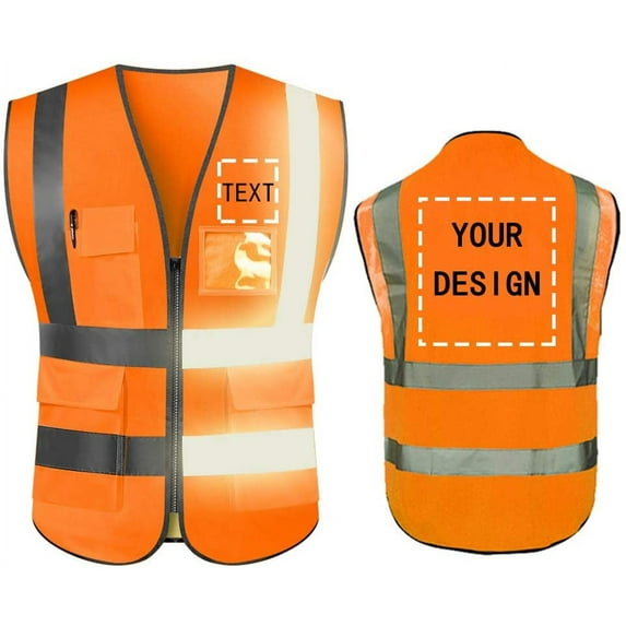 High Visibility Reflective Safety Vest Customize Logo With 5 Pockets Protective Workwear Outdoor Work Vest
