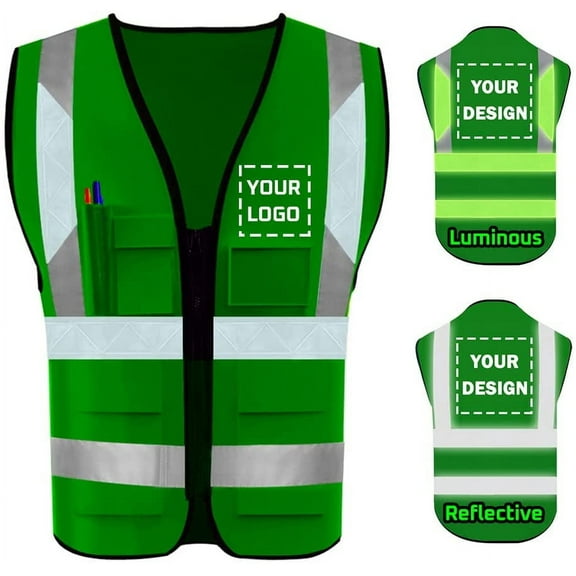 High Visibility Reflective Safety Vest Customize Logo With 5 Pockets Protective Workwear Outdoor Work Vest