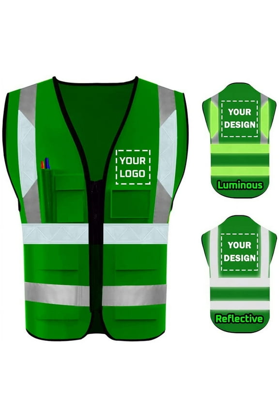 High Visibility Reflective Safety Vest Customize Logo With 5 Pockets Protective Workwear Outdoor Work Vest