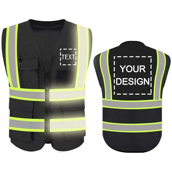 High Visibility Reflective Safety Vest Customize Logo With 5 Pockets Protective Workwear Outdoor Work Vest