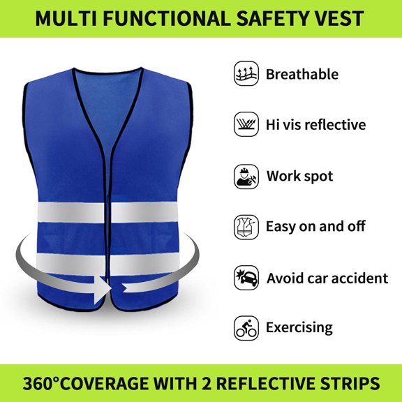 High Visibility Reflective Safety Vest for Men Women - 20 Pack Neon Construction Work Vest with 360 Degree Reflective Strips for Cycling Running Road Work