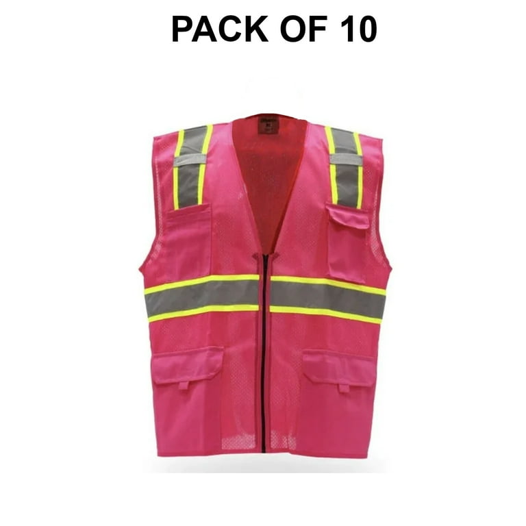 High Visibility Reflective Safety Vest with Pockets and Zipper Ideal Construction Vest for Men and Women Hi Vis Vest Waistcoat Stay Safe and
