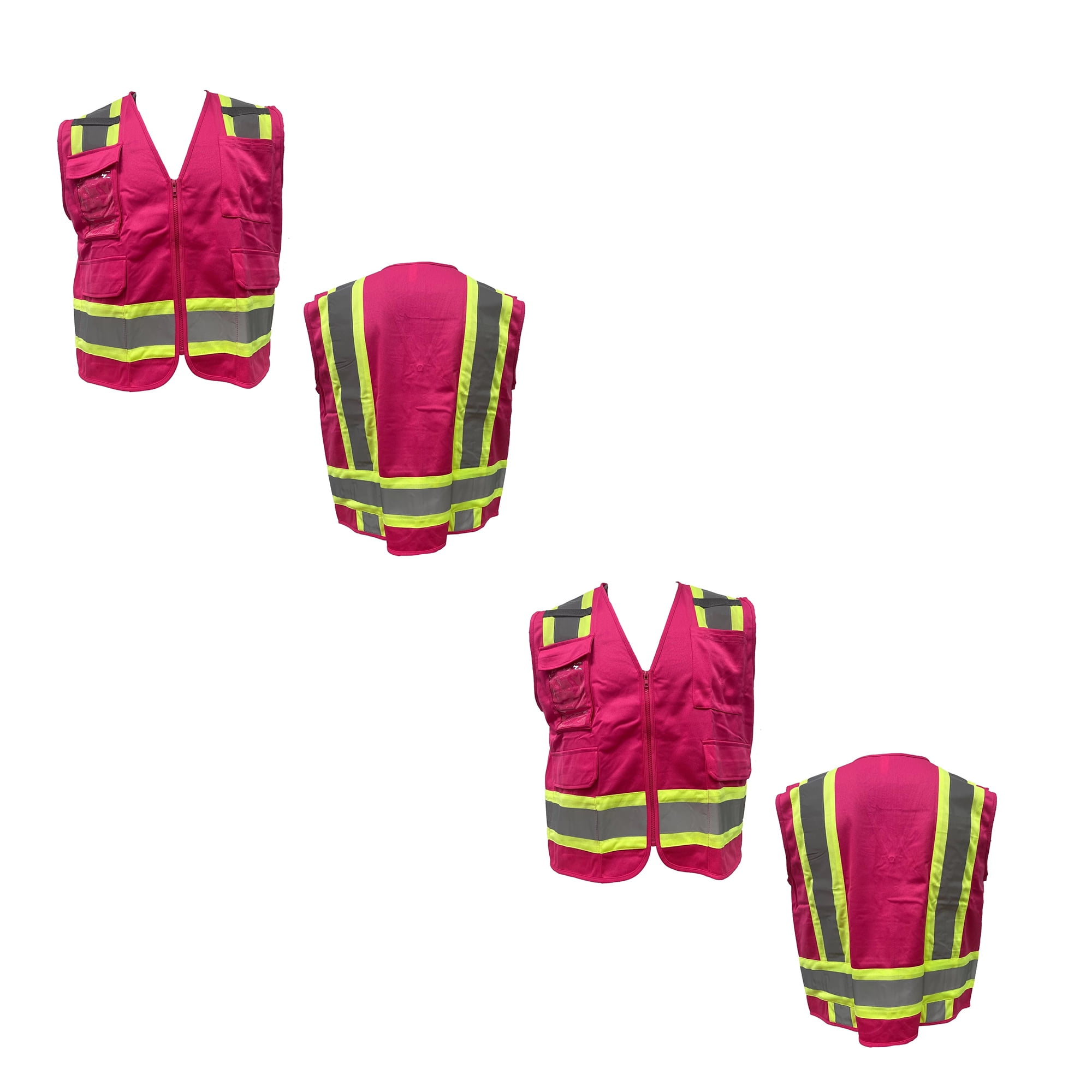 High Visibility Reflective Safety Vest with Pockets and Zipper- Ideal  Construction Vest for Men and Women, Hi-Vis Vest Waistcoat, Stay Safe and  Visible with Pink Breathable Workwear, 2 Pack