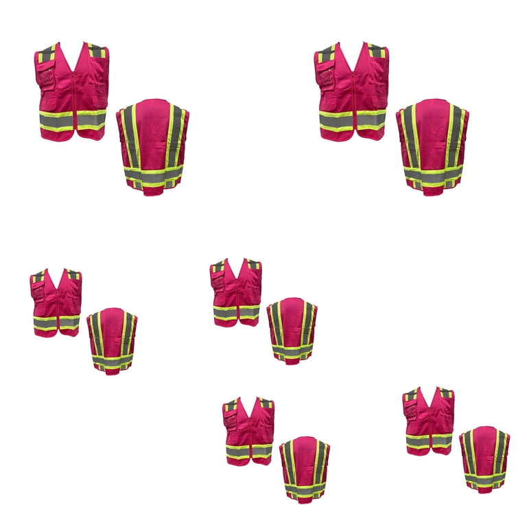 High Visibility Reflective Safety Vest with Pockets and Zipper- Ideal  Construction Vest for Men and Women, Hi-Vis Vest Waistcoat, Stay Safe and  Visible with Pink Breathable Workwear, 4 Pack