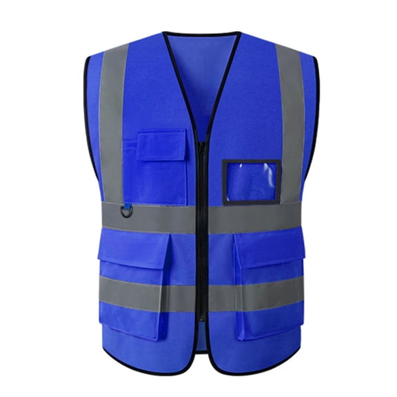 High Visibility Reflective Safety Vest with Multiple Pockets ID Window, Fluorescent Work Uniform for Construction Traffic Security,Royal Blue