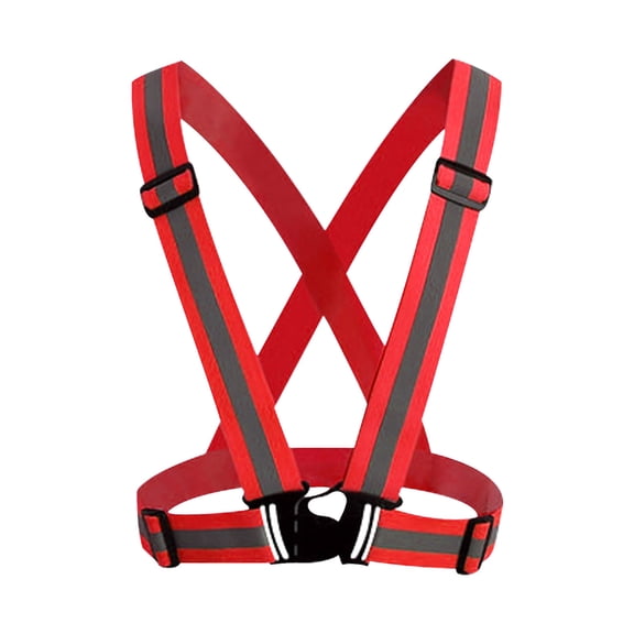 High Visibility Reflective Safety Vest with Neon Red Fabric for Running Cycling Walking Outdoor Activities Unisex Adjustable