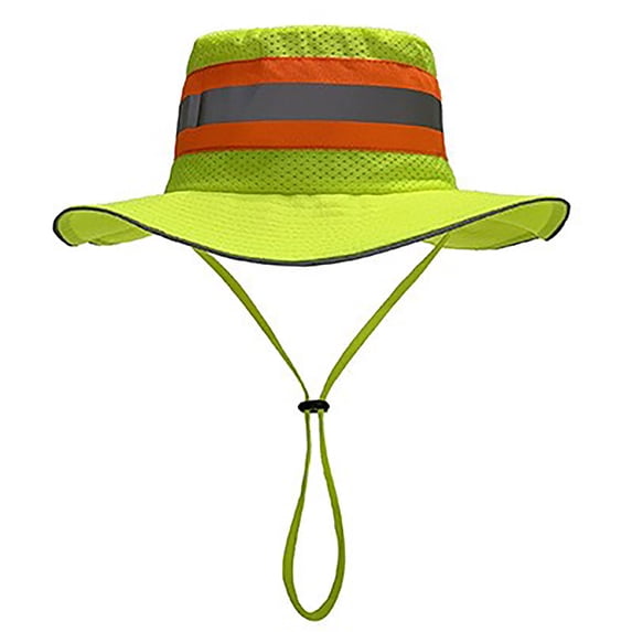 High Visibility Reflective Sun Hat Breathable Neon Mesh Boonie Hat Wide Brim