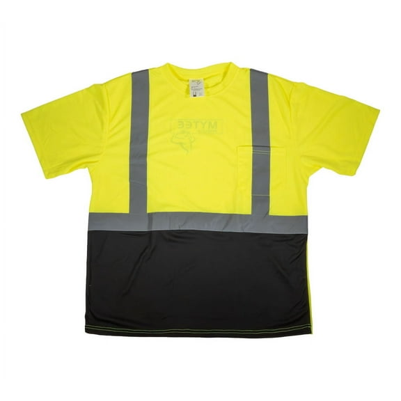 High Visibility Reflective T-Shirt (XXL) for Men Women Class 2 - Polyester Black Bottom ANSI/ISEA Certified, Durable & Breathable Safety Construction Work Short Sleeve T-Shirt