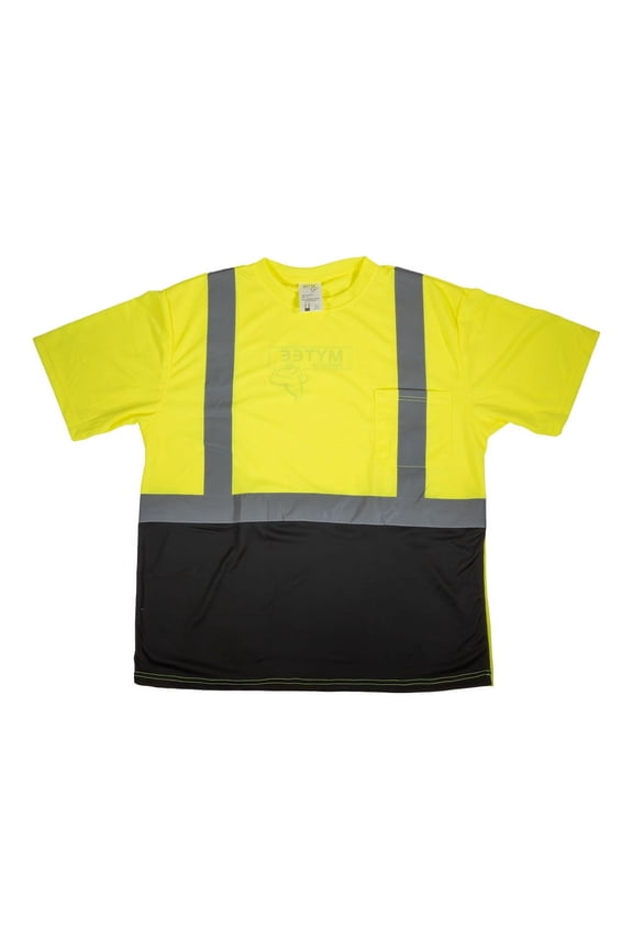 High Visibility Reflective T-Shirt (XXL) for Men Women Class 2 - Polyester Black Bottom ANSI/ISEA Certified, Durable & Breathable Safety Construction Work Short Sleeve T-Shirt