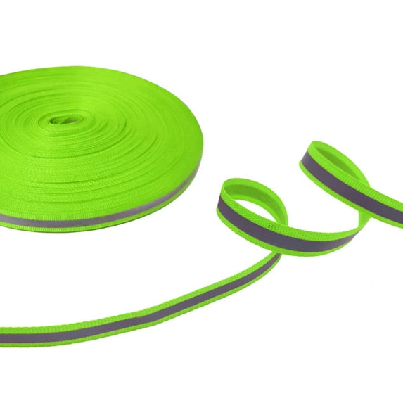 High Visibility Reflective Tape Strip Silver Sew on Safety Fabric Webbing Trim Strip Deco Safety Tape - Fluorescent green 10mm x 25meters