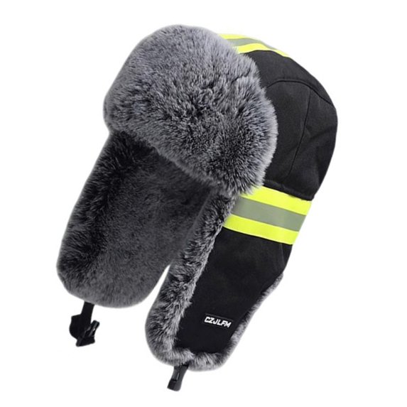 High Visibility Reflective Thermal Trapper Hat with Goggles for Outdoor ...