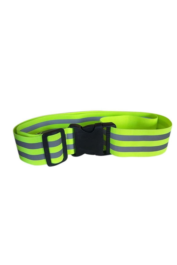 High Visibility Reflective Waist Belt for Running | Walking | Cycling | Adjustable Elastic Safety Strap | 360° Night Visibility | Lightweight Green | 57.5cm x 6cm | 1 Pack