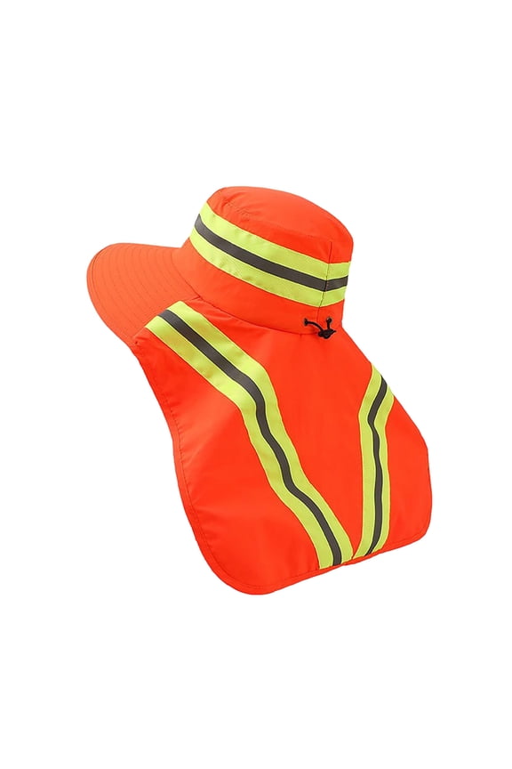 High Visibility Reflective Work Safety Sun Hat with Neck Flap, Wide Brim UV Protection Hat With Top Vents, Breathable Cooling Mesh for Summer Heat