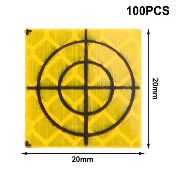 High Visibility Reflector Target Pack 100 Units Tailored for Use with Total Stations in for Structural Projects (20x20mm)