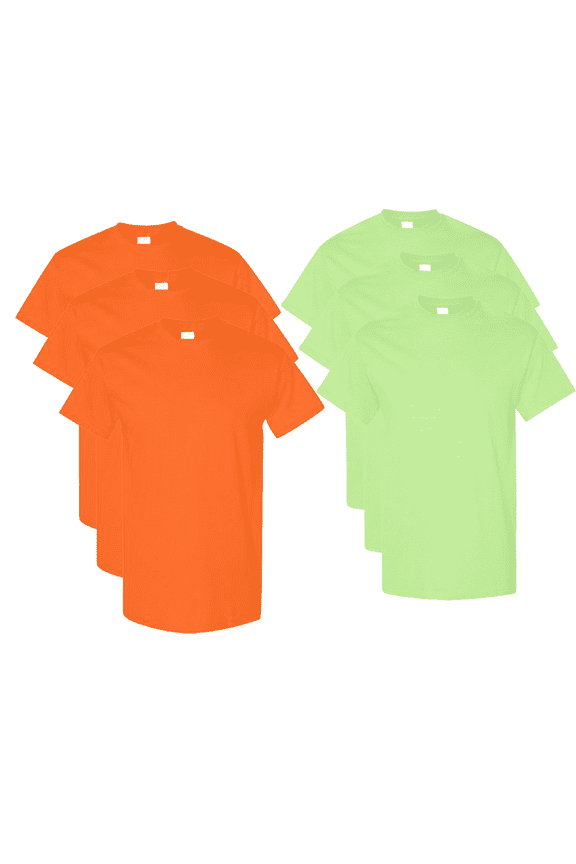 High Visibility Safety Dry Fit Short Sleeve Shirts -WD91 Mens Hi Vis Construction Work Safety T-Shirt, Mix 6 Pack XL