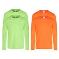 thumbnail image 1 of High Visibility Safety Long Sleeve Work T-Shirt for Men | Pure Dry Fit Poly Shirts For Work Wear, Hi Vis Lightweight Safety Tee in Neon Green And Orange, 100% Polyester, Size M, Pack 4, 1 of 5