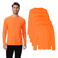 thumbnail image 1 of High Visibility Safety Men's Long Sleeve T-Shirt, Hi Vis Quick Dry Polyester Crew Neck Work tee, Neon Orange, 5 Pack, M, 1 of 6