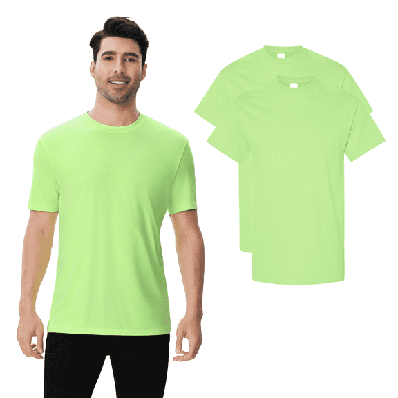 High Visibility Safety Short Sleeve Shirts -WD91 Men's Hi Vis Reflective Workwear T-Shirt, Neon Green 2 Pack S