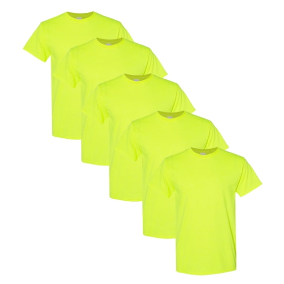 High Visibility Safety T-Shirts | Gildan Heavy Cotton Hi Vis T-Shirt for Comfortable Working Experience - Safety Green | 2XL Size - 5 Pack