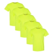 High Visibility Safety T-Shirts | Gildan Heavy Cotton Hi Vis T-Shirt for Comfortable Working Experience - Safety Green | 4XL Size - 5 Pack