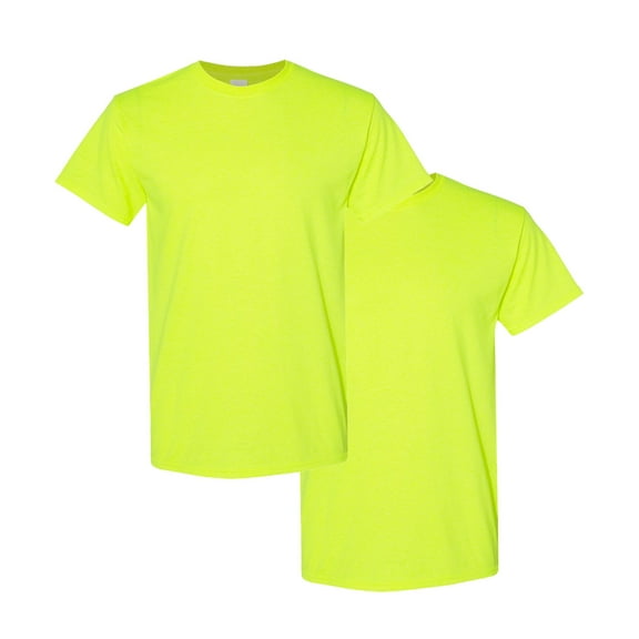 High Visibility Safety T-Shirts | Gildan Heavy Cotton Hi Vis T-Shirt for Comfortable Working Experience - Safety Green | L Size - 2 Pack
