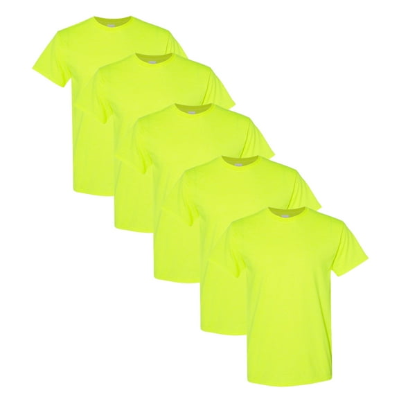 High Visibility Safety T-Shirts | Gildan Heavy Cotton Hi Vis T-Shirt for Comfortable Working Experience - Safety Green | S Size - 5 Pack