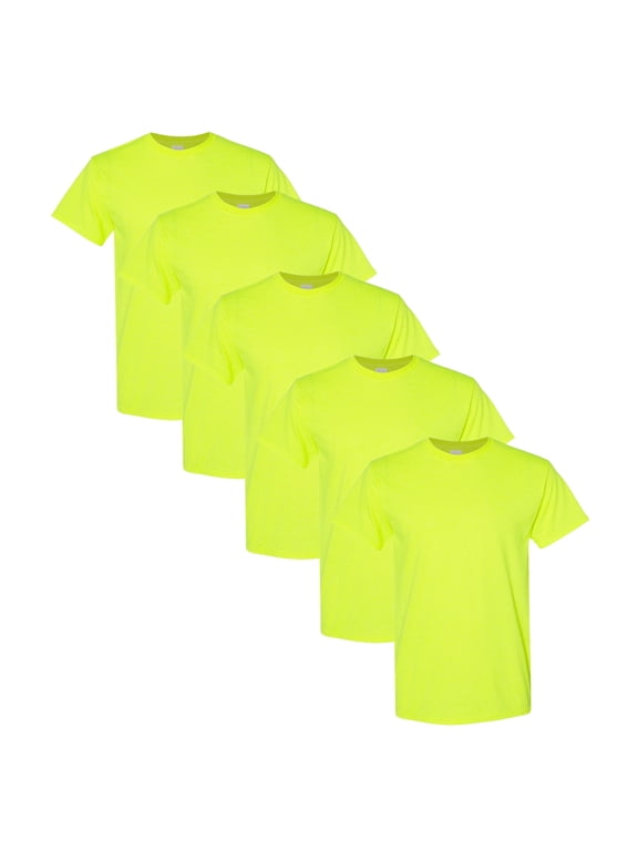 High Visibility Safety T-Shirts | Gildan Heavy Cotton Hi Vis T-Shirt for Comfortable Working Experience - Safety Green | S Size - 5 Pack